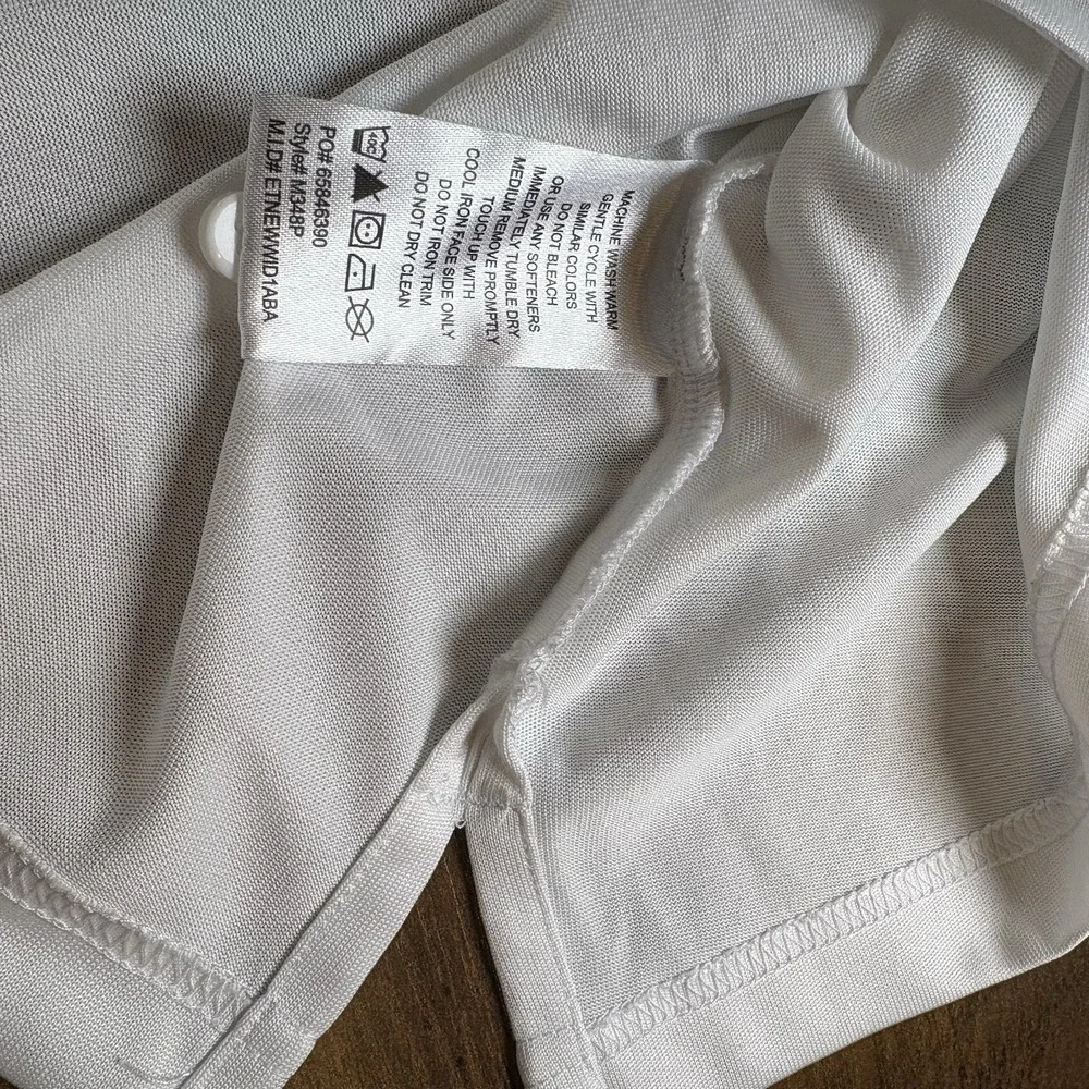 Harriton Mens L White Polo Shirt Business Casual Golf Core Polyester Pocket